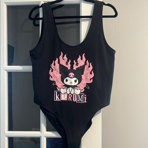Sanrio Black and Pink Kuromi One Piece Swimsuit